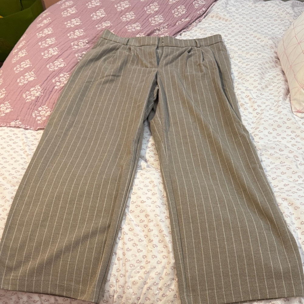 Rachel Zoe Taupe Pinstripe Trousers